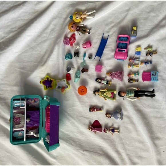 Vintage Polly Pocket Playset Bundle With Dolls Accessories Vehicles & Miniature - Picture 1 of 12